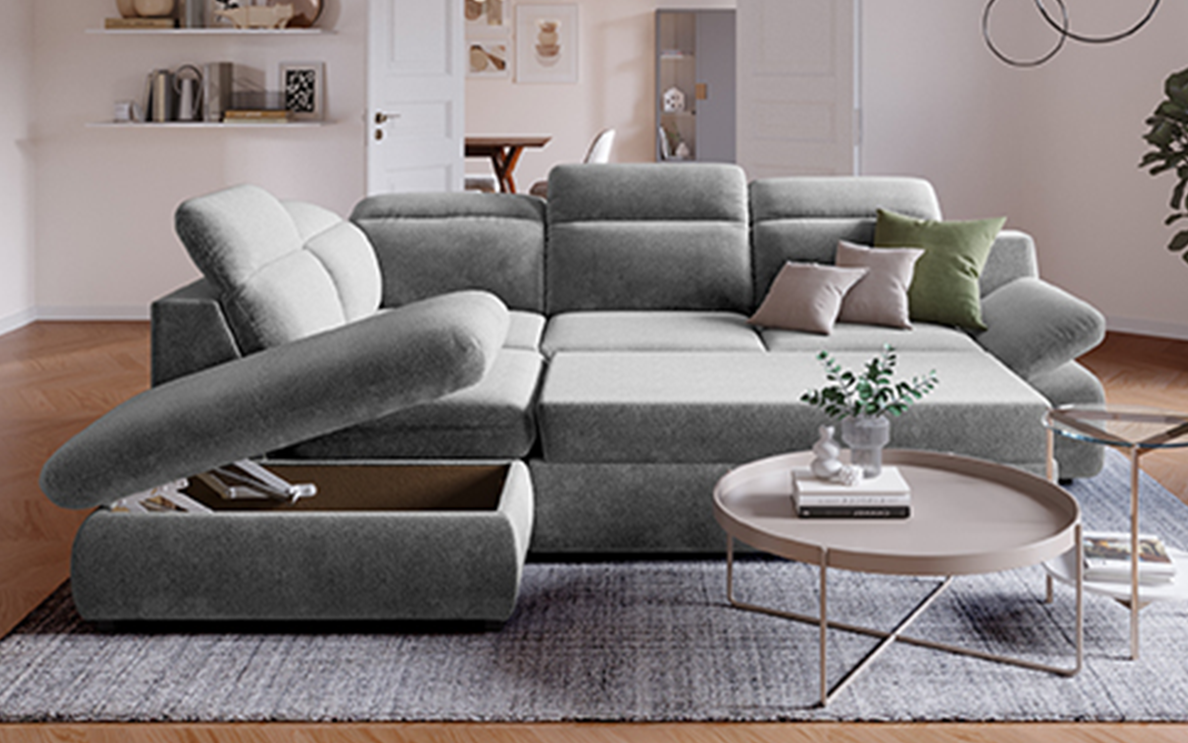 Extendable corner sofa Loran, grey  2
